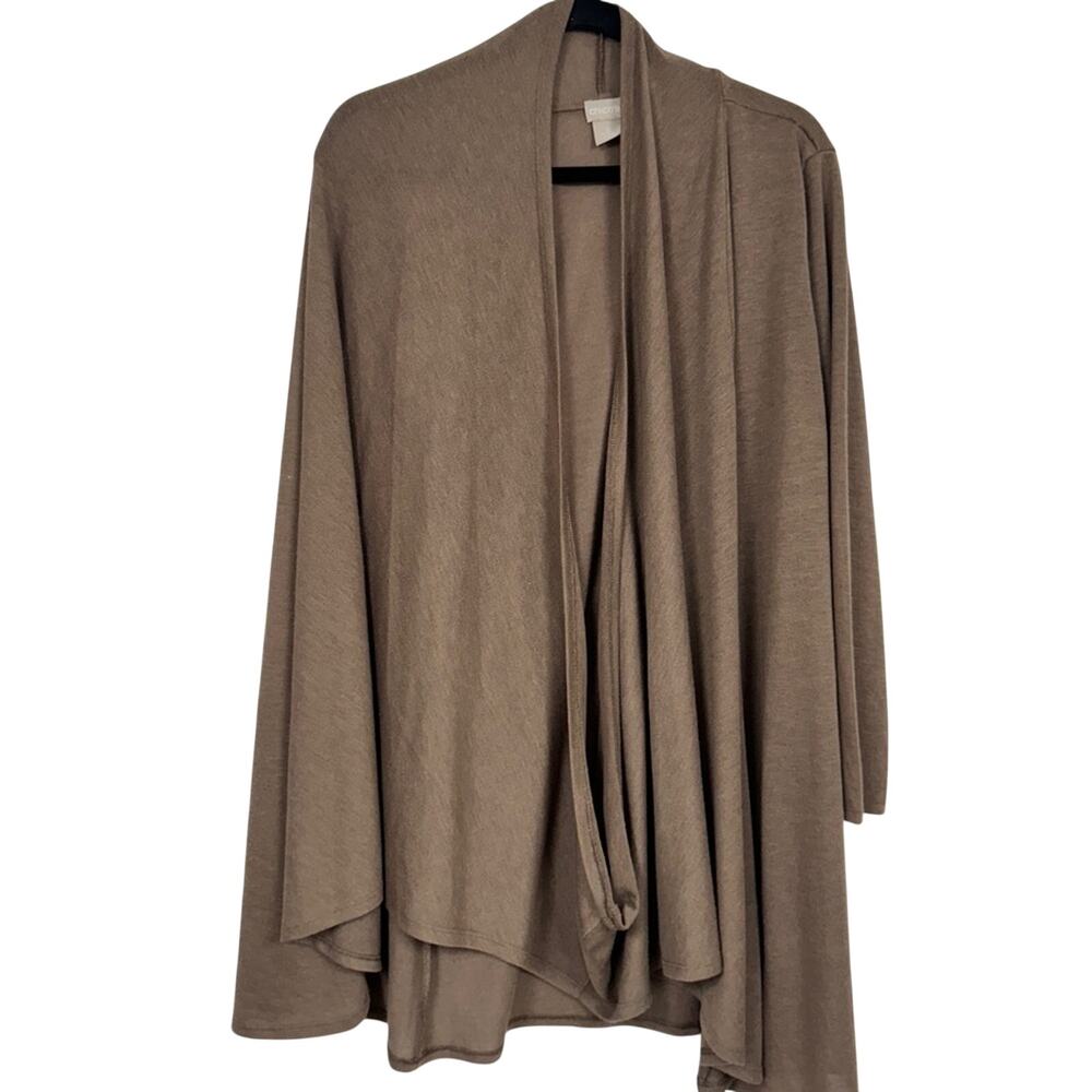 Chicos Brown Wrap Cardigan Sweater Womens XS Cape Preppy Cozy Casual